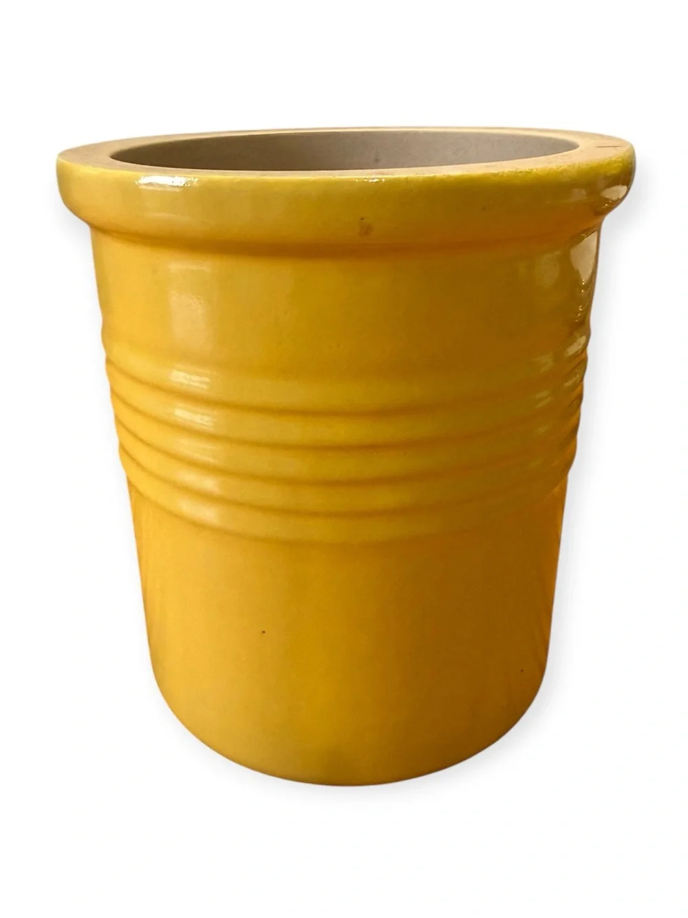 PAMPERED CHEF Utensil Crock Family Heritage Stoneware Bread Yellow